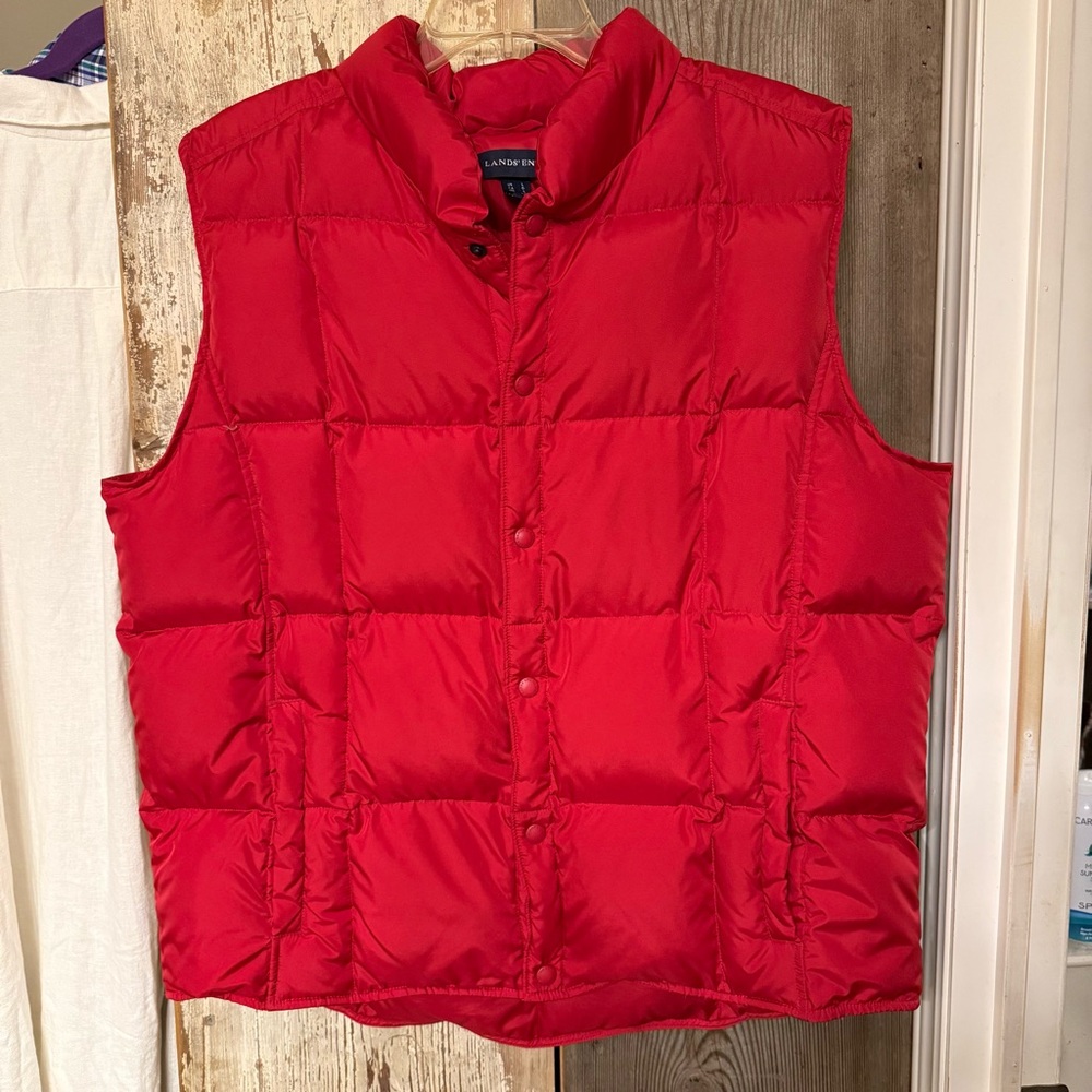 Lands' End Women’s Cardinal Red Quilted Down Puffer Vest